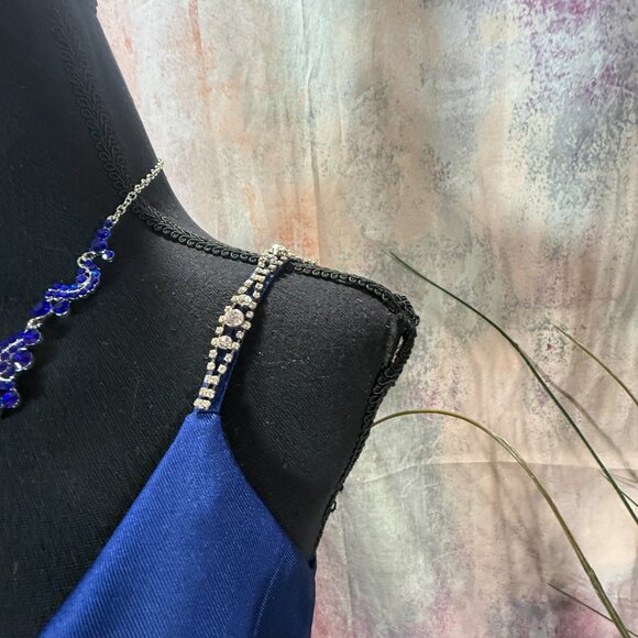 📌Speechless Navy Blue Embellished Rhinestone Straps Bridesmaid - Prom Dress - Picture 5 of 16